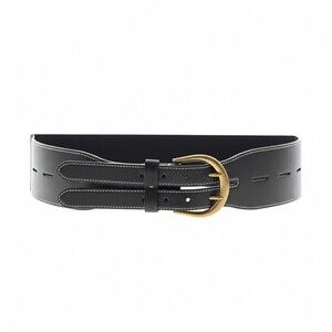 Lauren Ralph Lauren Black Leather Tri-Strap Waist Belt Size Large Equestrian